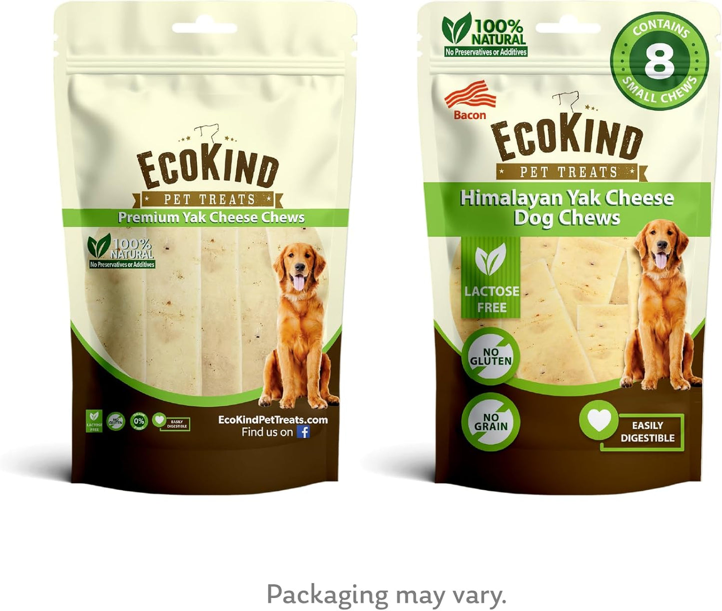 Masticables Yak de Sabor a Tocino Gold para Perros Grandes (Bolsas de 1 lb a 5 lb)