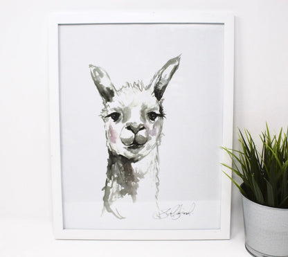 Lámina artística Llama Llama - 11x14, arte animal, decoración del hogar, arte de granja, arte de pared