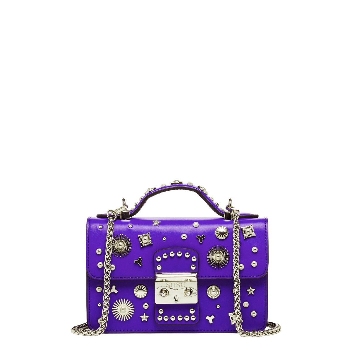 Studded Small Leather Crossbody Bag Royal Blue Purse  Women's Handbag
